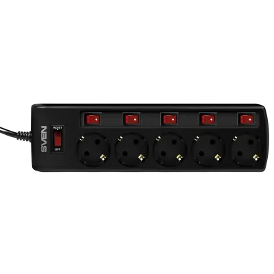 Prelungitor electric SVEN SF-05PL, 5 Prize, 1,8m, Negru