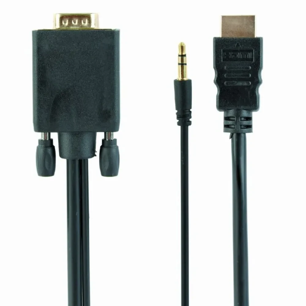 Cablu Video Cablexpert A-HDMI-VGA-03-6, HDMI (M) - VGA D-Sub + 3.5 mm Jack, 1,8m, Negru