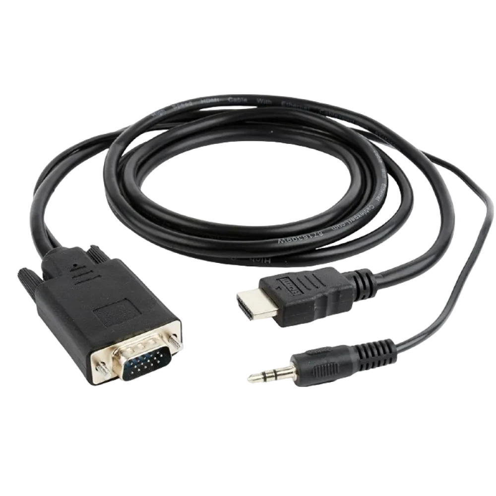 Cablu Video Cablexpert A-HDMI-VGA-03-6, HDMI (M) - VGA D-Sub + 3.5 mm Jack, 1,8m, Negru