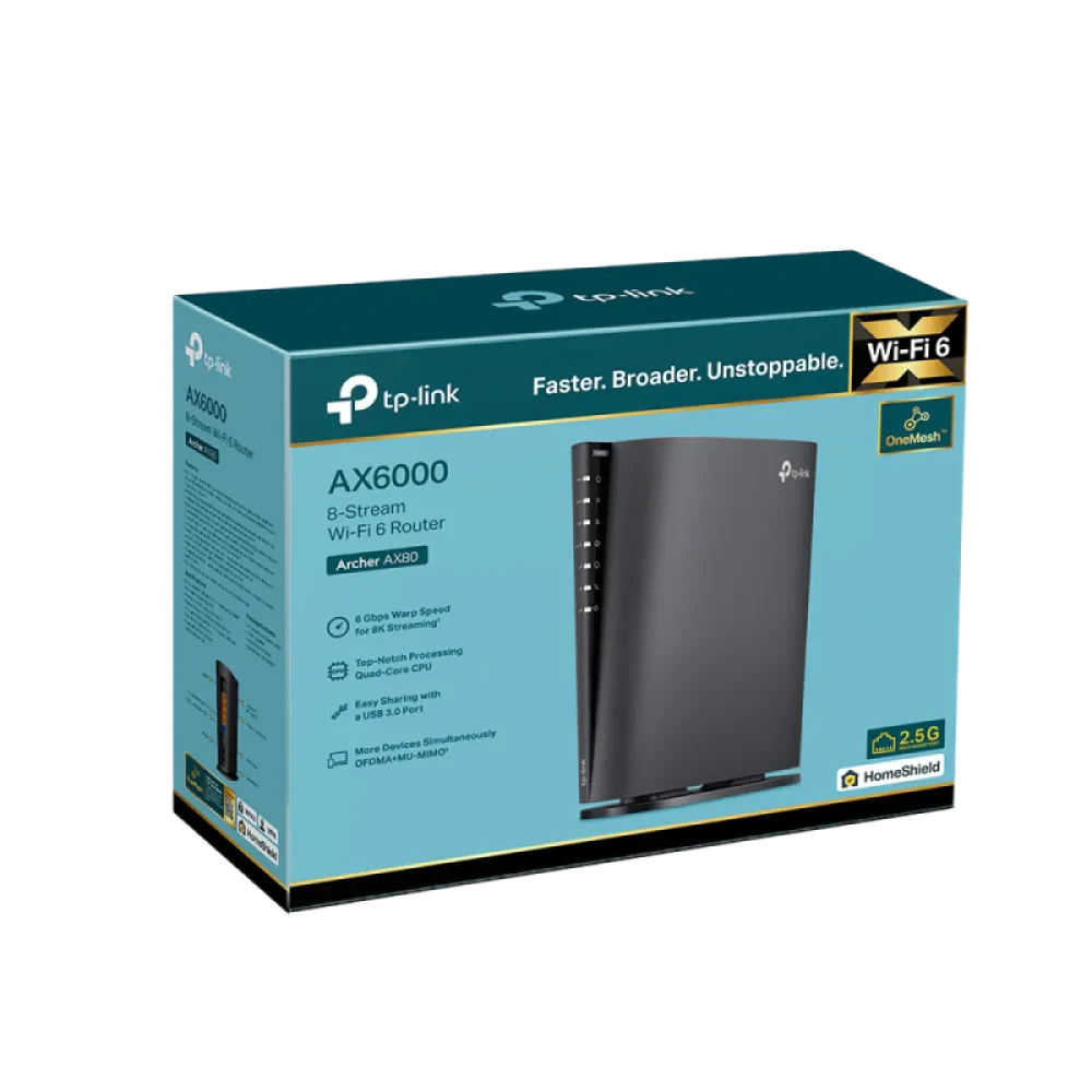 Беспроводной маршрутизатор TP-LINK Archer AX80, Чёрный