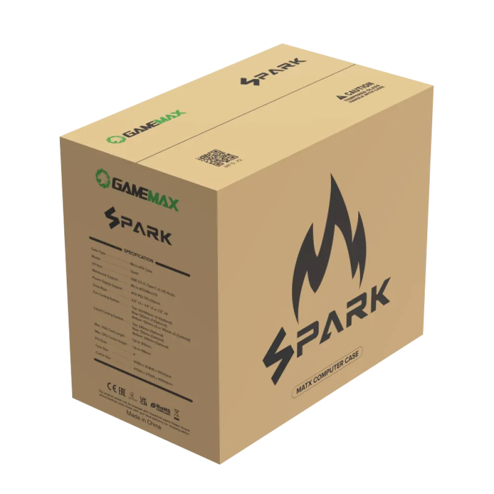 Компьютерный корпус Gamemax SPARK, Mini-Tower, Без блока питания, Белый