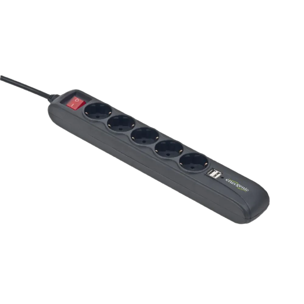 Prelungitor electric Energenie SPG5-U2-5, 5 Prize, 1,5m, Negru