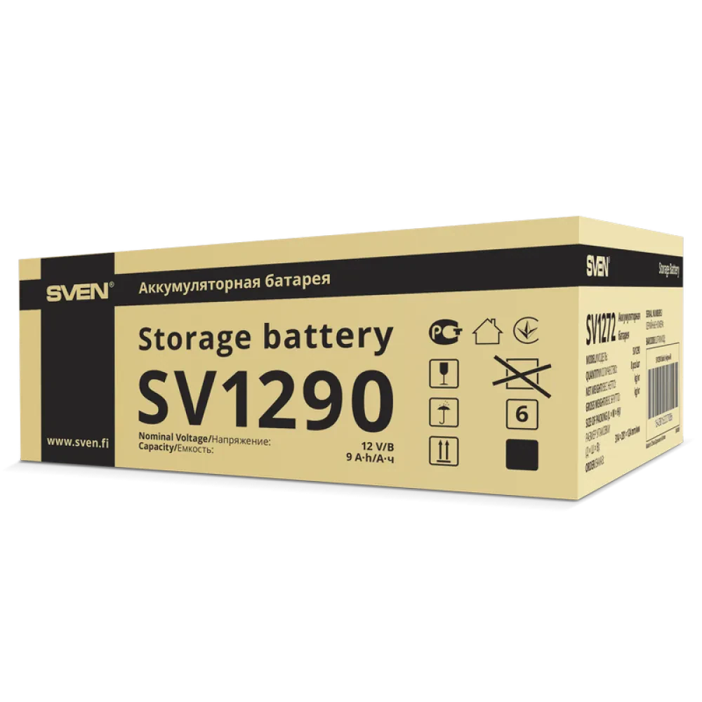 Аккумулятор для резервного питания SVEN SV1290, 12В, 9А*ч