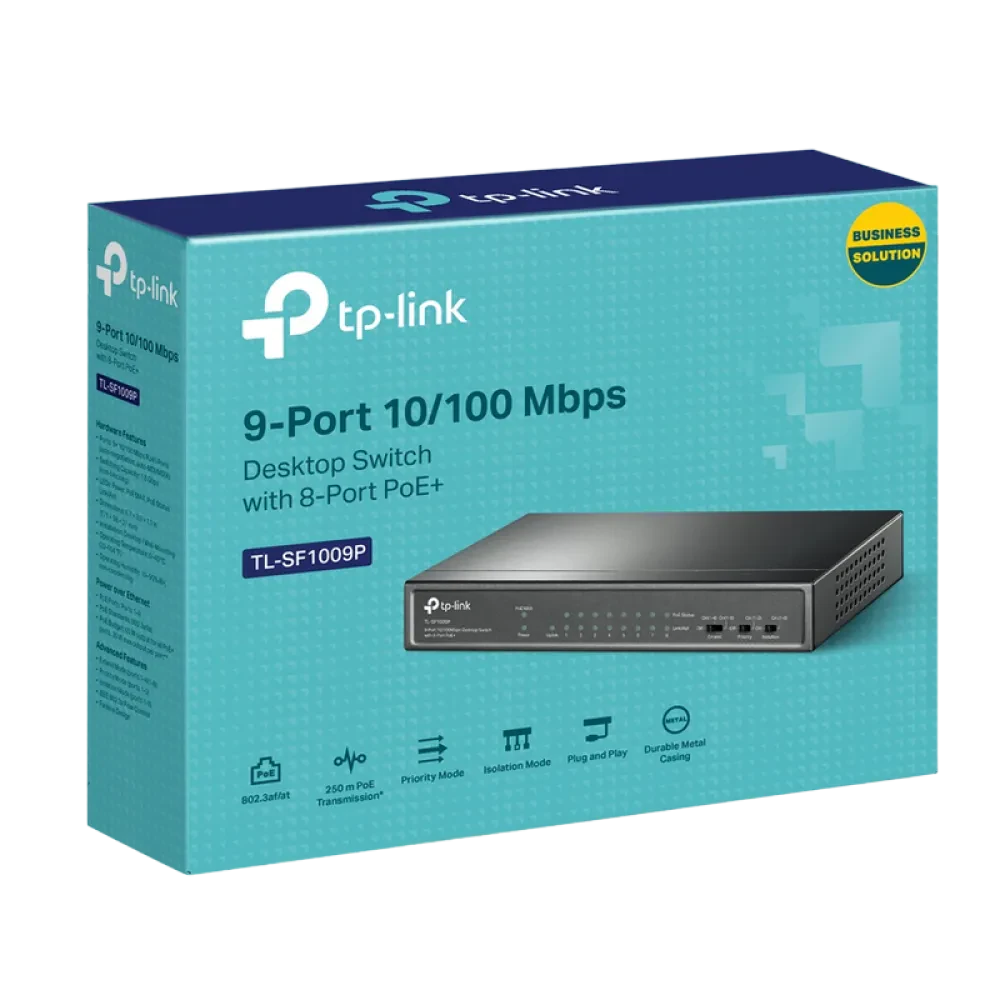 PoE коммутатор TP-LINK TL-SF1009P, 8x IEEE 802.3af/at