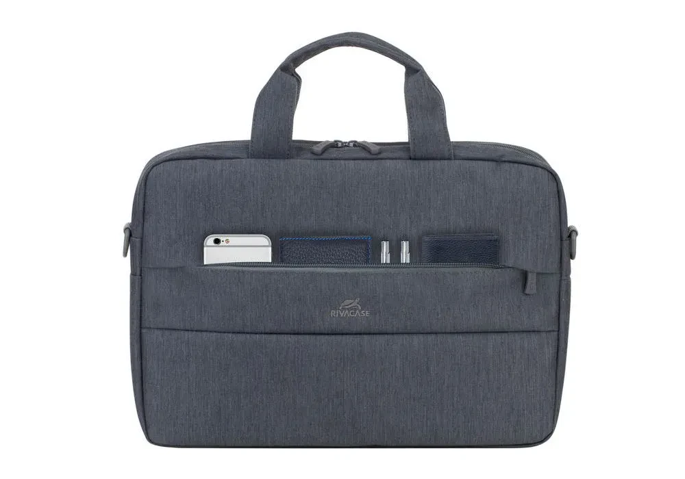 Geantă pentru Laptop RivaCase Prater, 14", Poliester, Gri închis