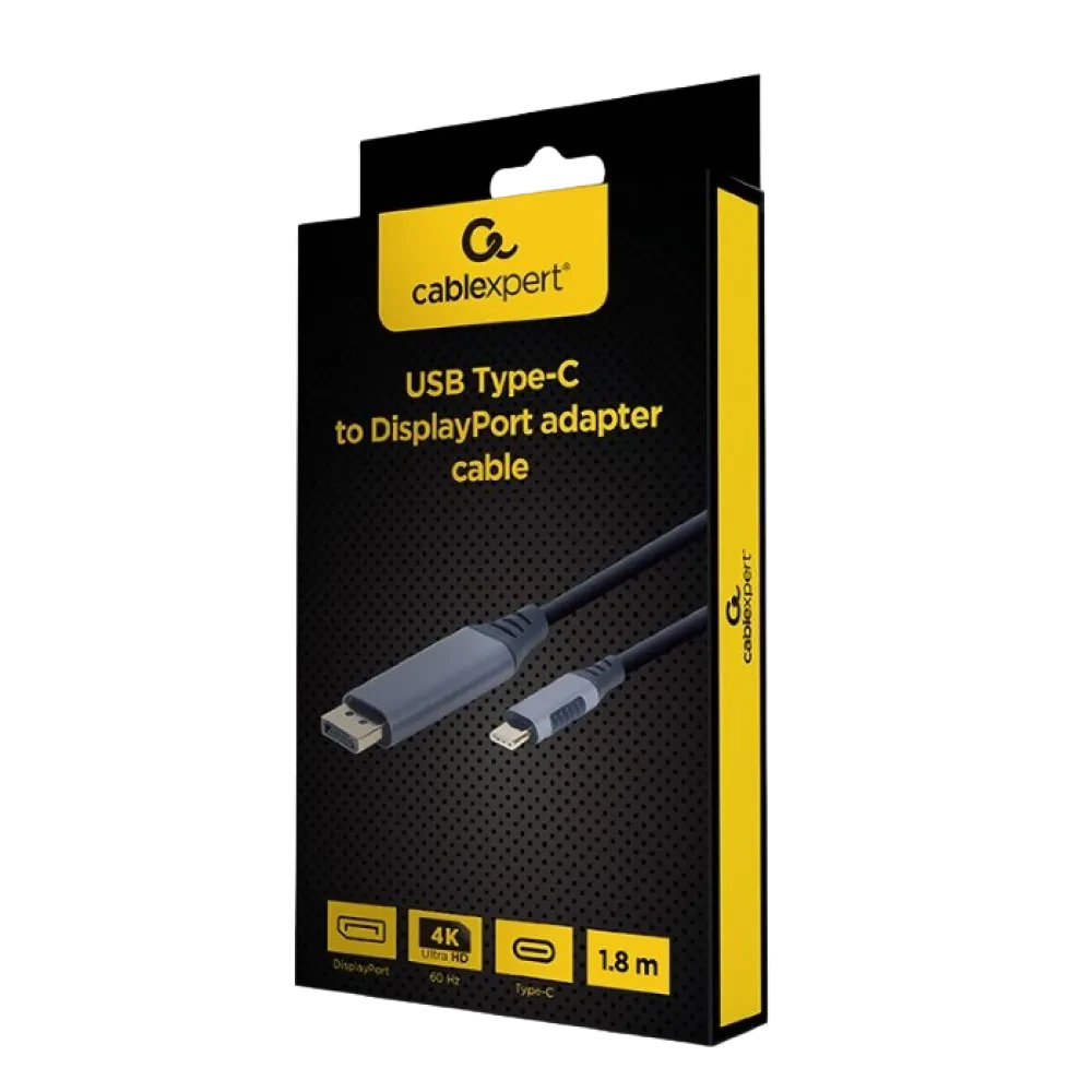 Видеокабель Cablexpert CC-USB3C-DPF-01-6, USB Type-C (M) - DisplayPort (F), 1,8м, Серый