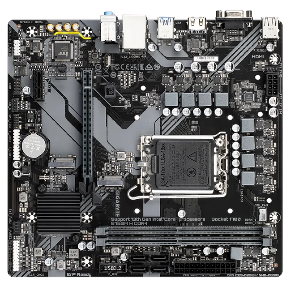 Placă de bază Gigabyte B760M H DDR4, LGA1700, Intel B760, Micro-ATX