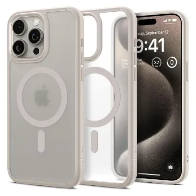 Чехол Spigen iPhone 15 Pro Ultra Hybrid Mag, Frost Natural Titanium