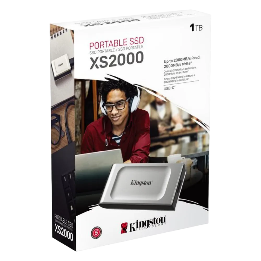 Внешний портативный SSD накопитель Kingston XS2000, 1 ТБ, Серебристый (SXS2000/1000G)