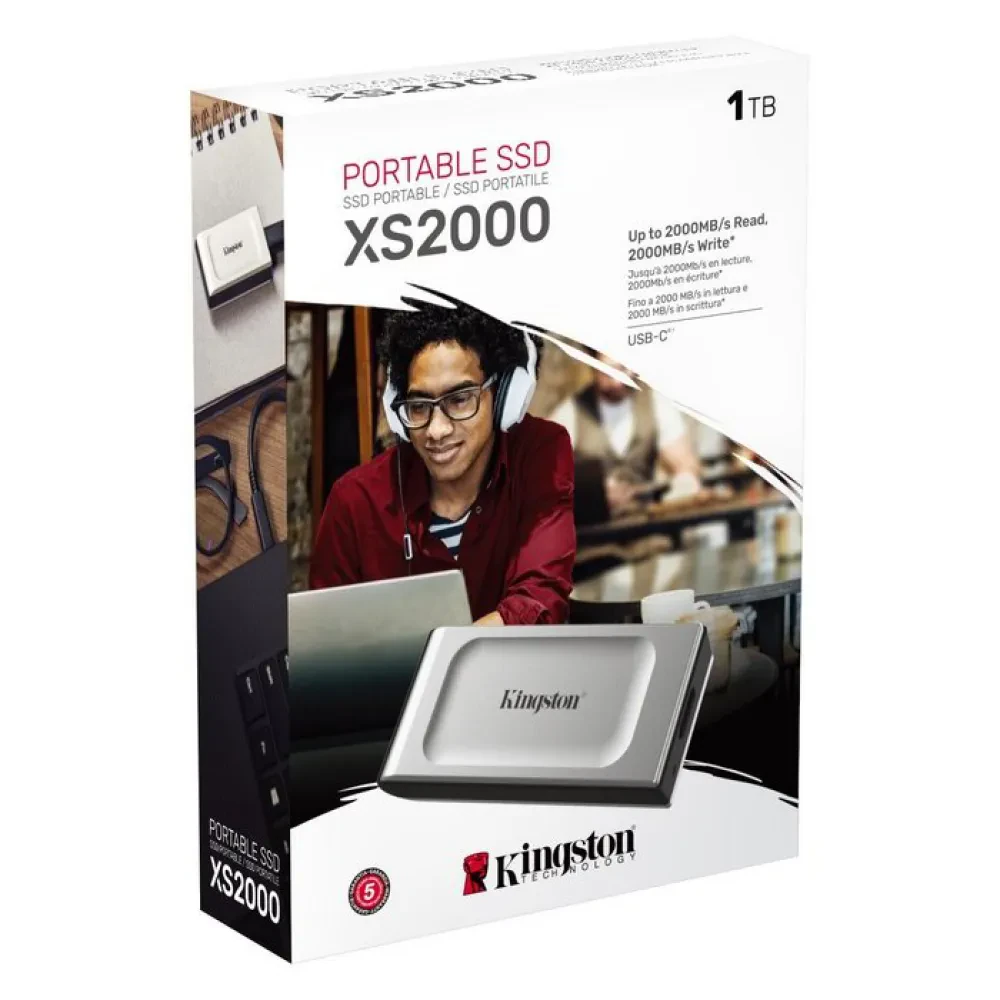 Внешний портативный SSD накопитель Kingston XS2000, 1 ТБ, Серебристый (SXS2000/1000G)