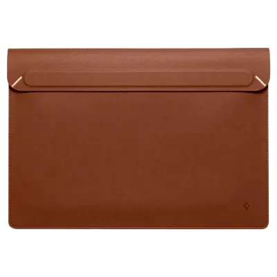 Husă pentru laptop Spigen Valentinus 15-16", Piele artificială, Cafeniu