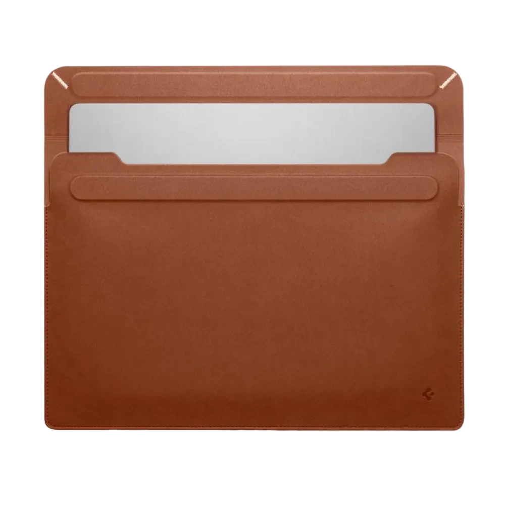 Husă pentru laptop Spigen Valentinus 15-16", Piele artificială, Cafeniu