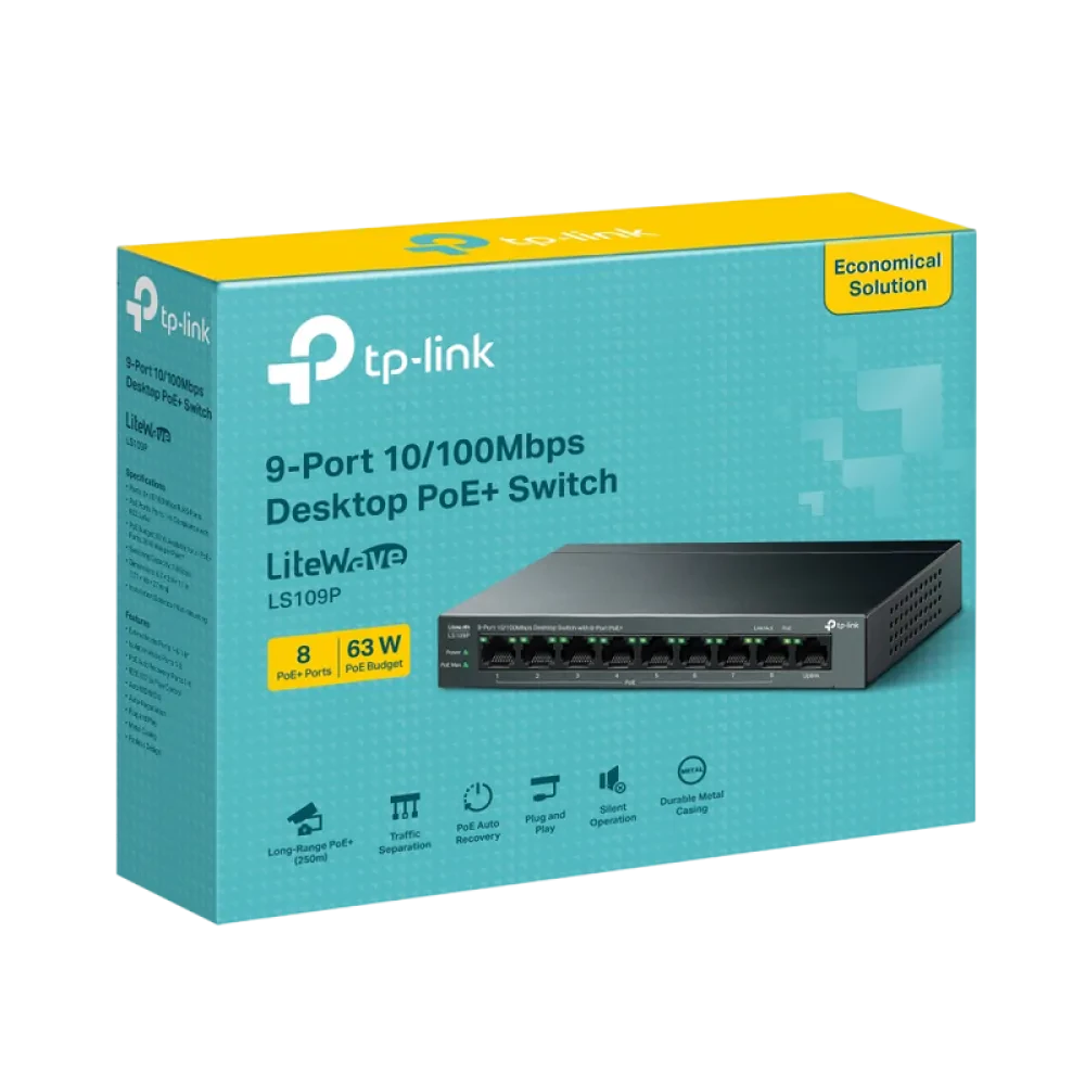 PoE коммутатор TP-LINK LS109P, 8x IEEE 802.3af/at