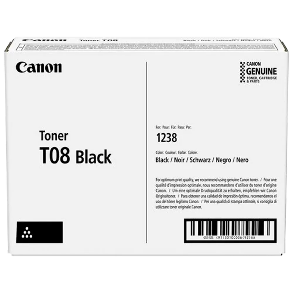 Тонер-картридж Canon T08 Black, для i-Sensys X 1238i