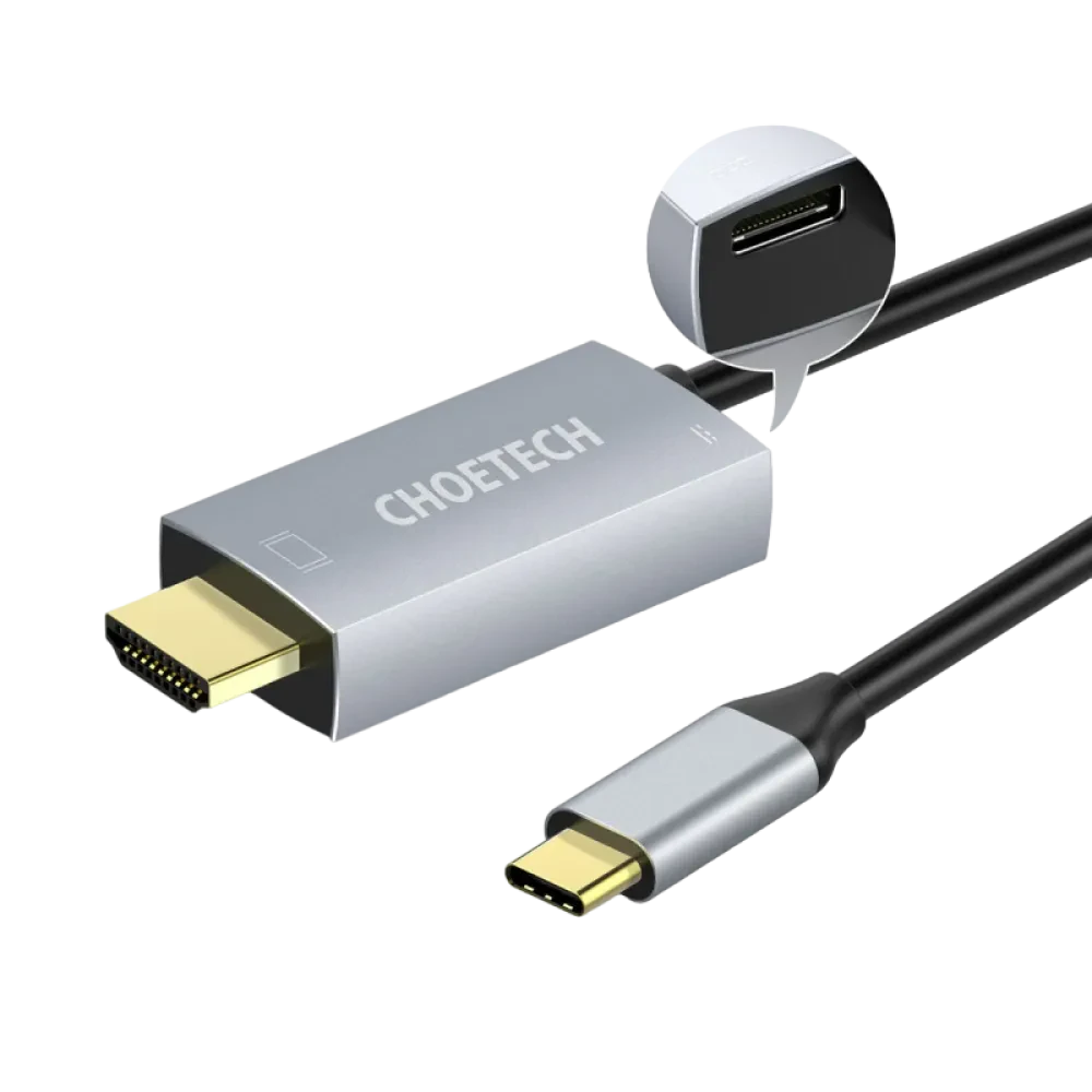 Adaptor USB Choetech XCH-M180, USB Type-C (F) - HDMI (F), 1,8m, Argintiu