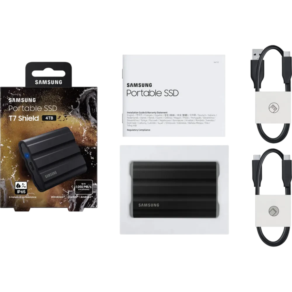 SSD portabil extern Samsung Portable SSD T7 Shield, 4 TB, Negru (MU-PE4T0S/WW)