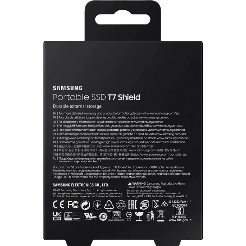 SSD portabil extern Samsung Portable SSD T7 Shield, 4 TB, Negru (MU-PE4T0S/WW)