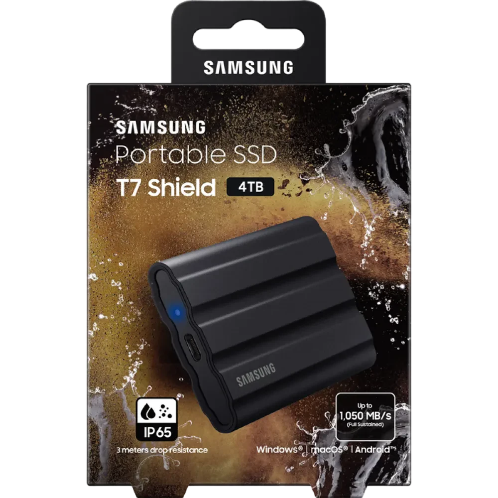 SSD portabil extern Samsung Portable SSD T7 Shield, 4 TB, Negru (MU-PE4T0S/WW)