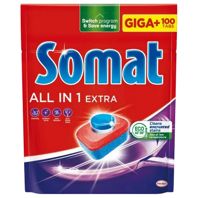 Tablete pentru mașina de spălat vase Somat All in One, 100 buc