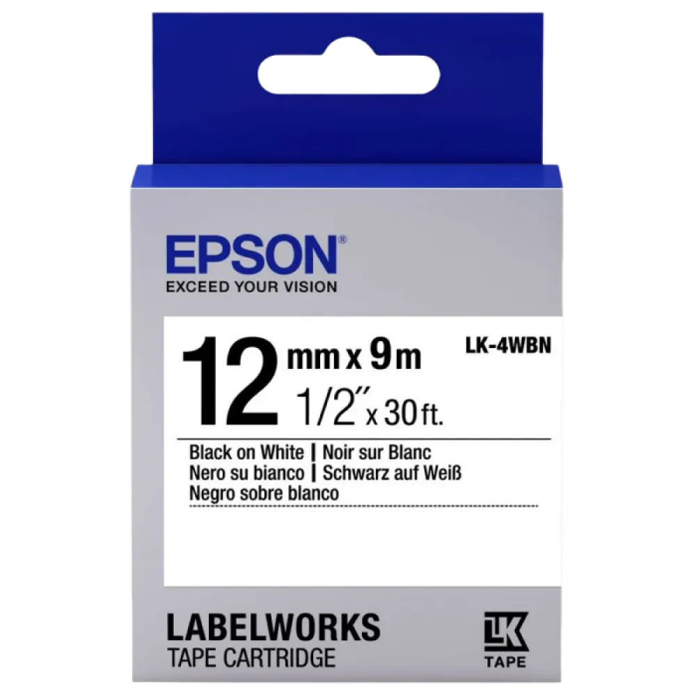 Картридж с лентой Epson LK-4WBN, 12 мм x 9 м