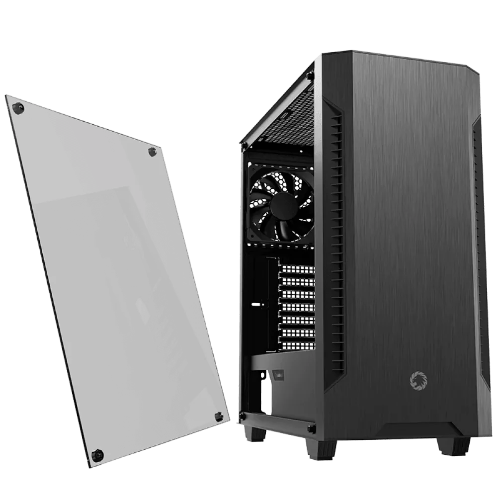 Carcasă PC Gamemax Fortress TG, Midi-Tower, Fără PSU, Negru