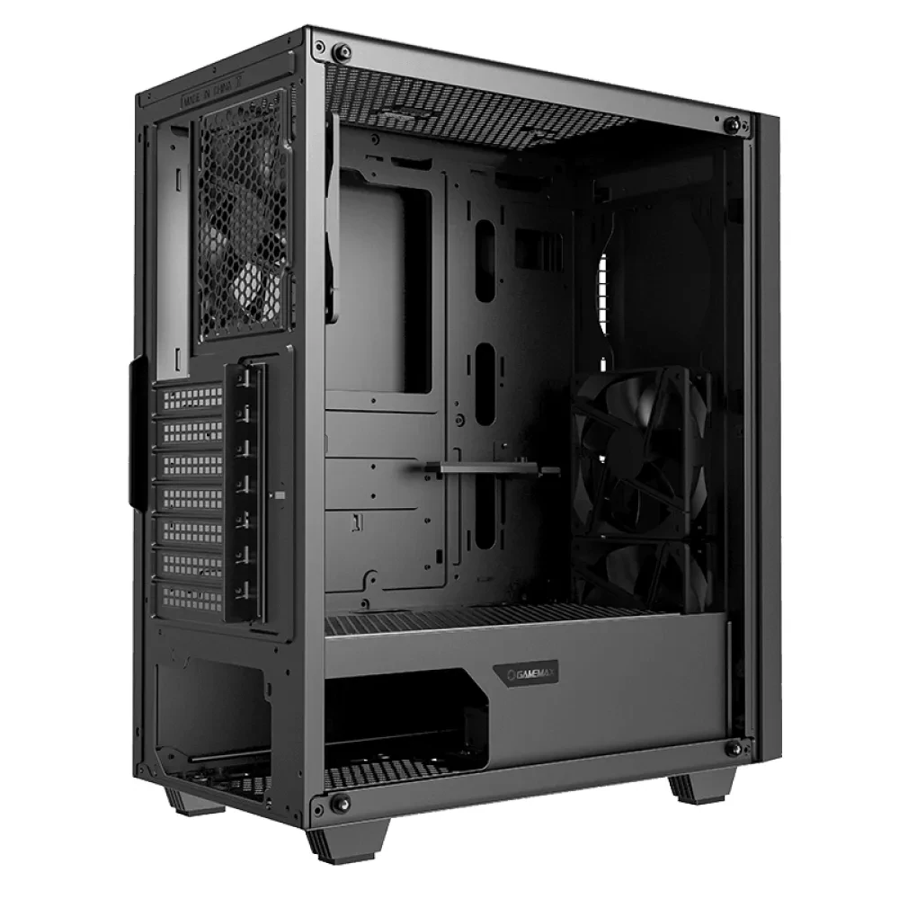 Carcasă PC Gamemax Fortress TG, Midi-Tower, Fără PSU, Negru