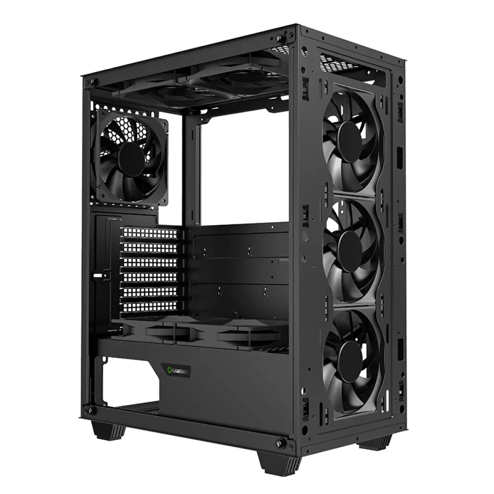 Carcasă PC Gamemax Fortress TG, Midi-Tower, Fără PSU, Negru