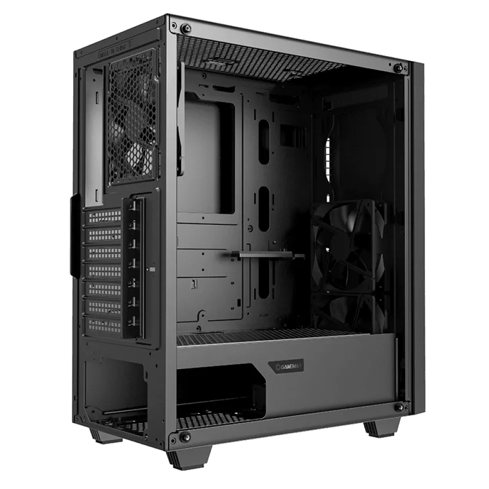 Carcasă PC Gamemax Fortress TG, Midi-Tower, Fără PSU, Negru