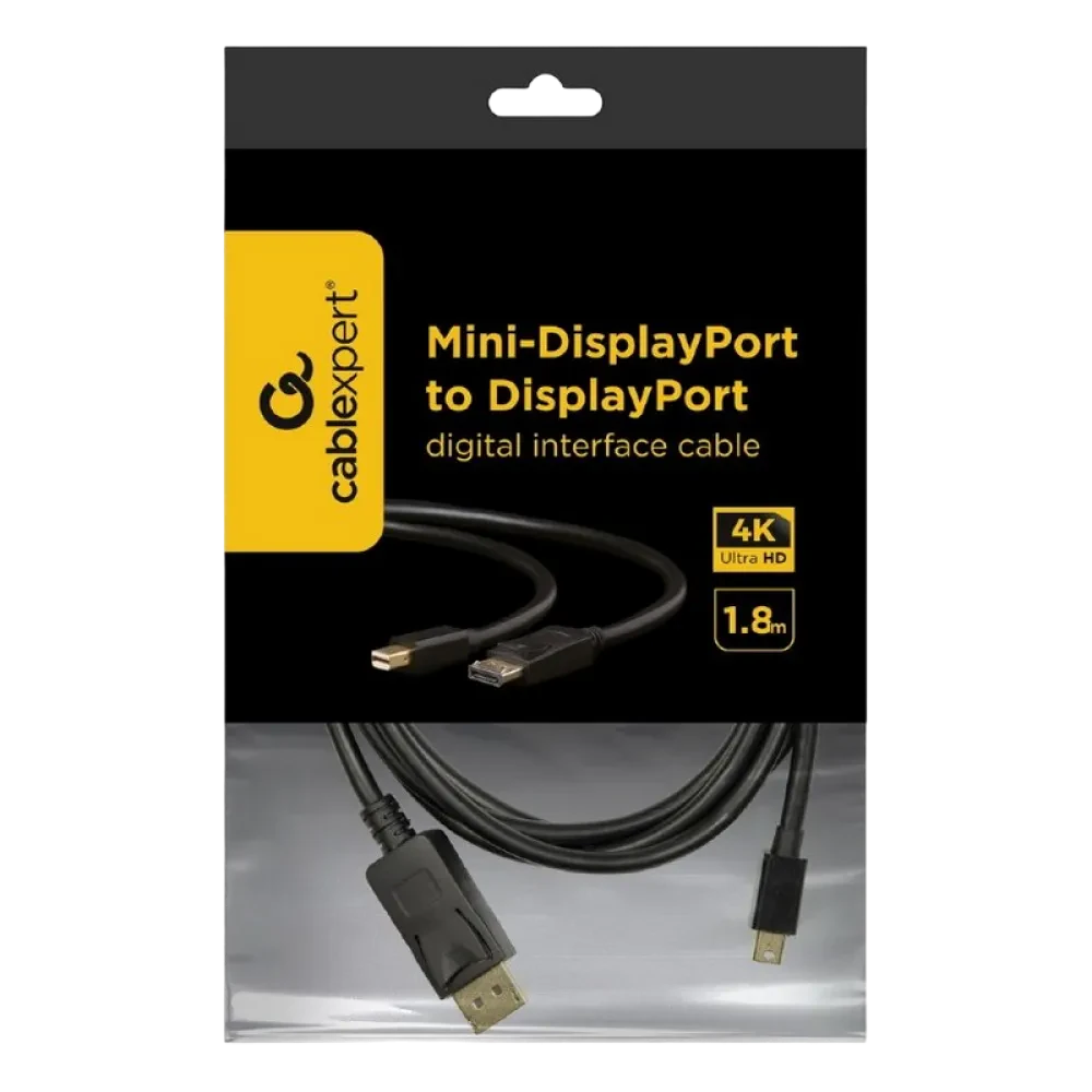 Видео кабель Cablexpert CCP-mDP2-6, MiniDP (M) - DisplayPort (M), 1,8м, Чёрный
