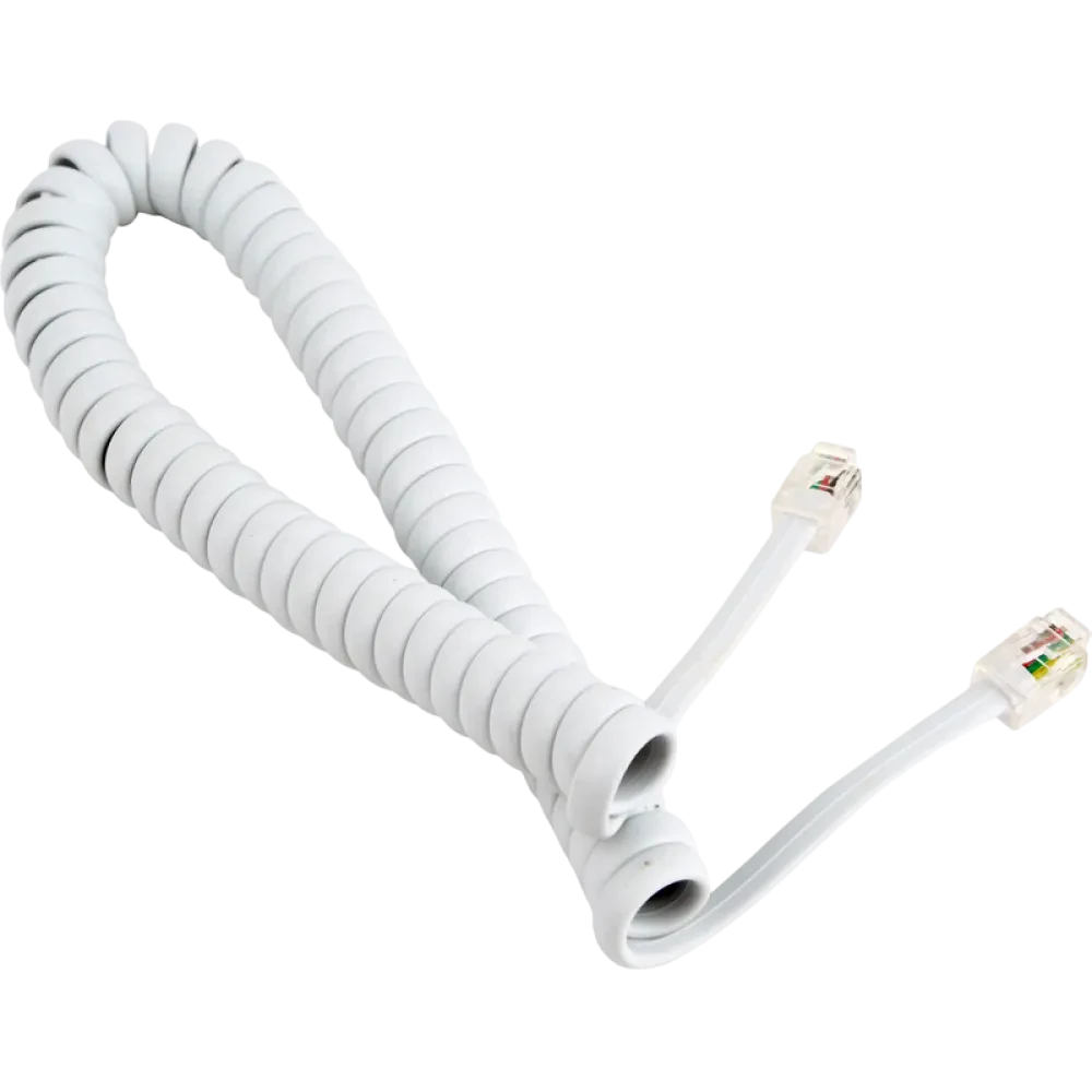 Cablu spiralat al receptorului telefonic Cablexpert TC4P4CS-2M, Alb