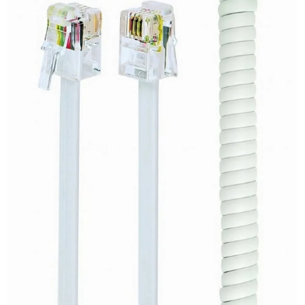 Cablu spiralat al receptorului telefonic Cablexpert TC4P4CS-2M, Alb