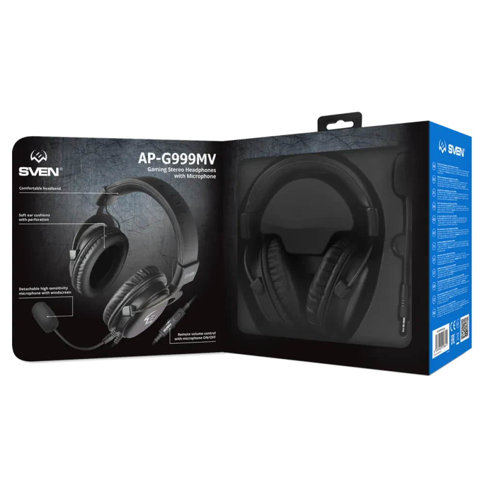 Căști gaming SVEN AP-G999MV, Cu fir, Negru