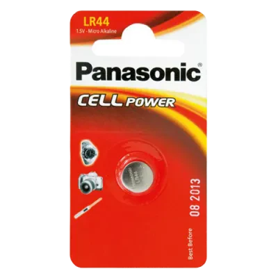 Дисковые батарейки Panasonic LR-44EL, LR44, 1шт.