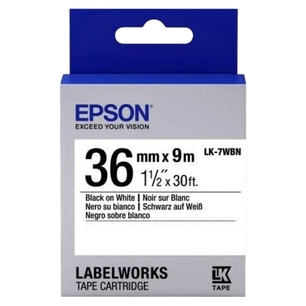 Cartuş de bandă Epson LK-7WBN, 36 mm x 9 m