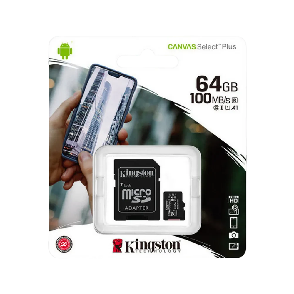 Карта памяти Kingston Canvas Select+, 64Гб (SDCS2/64GB)