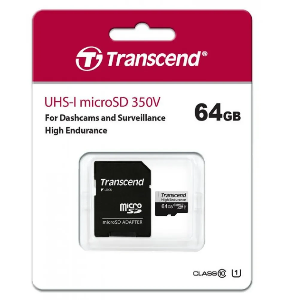 Карта памяти Transcend MicroSDXC Class 10, 64Гб (TS64GUSD350V)