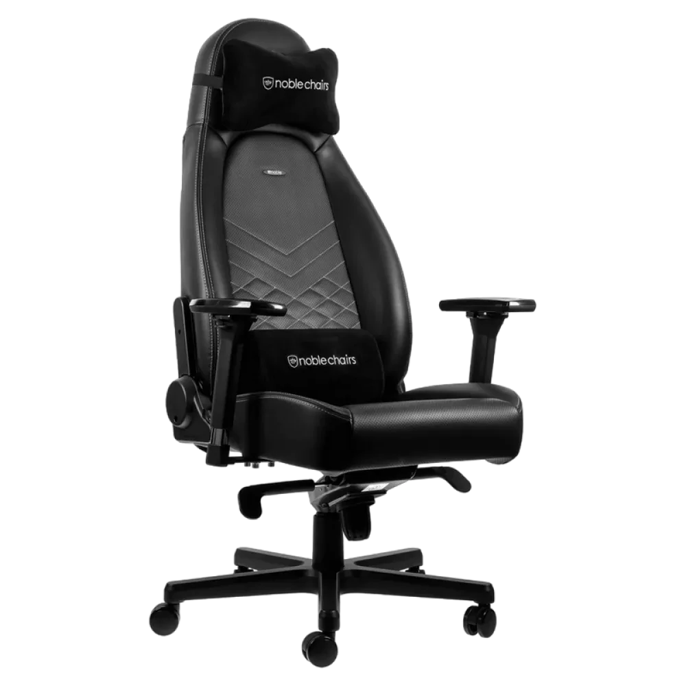 Scaun Gaming Noblechairs Icon, PU Piele, Negru/Alb