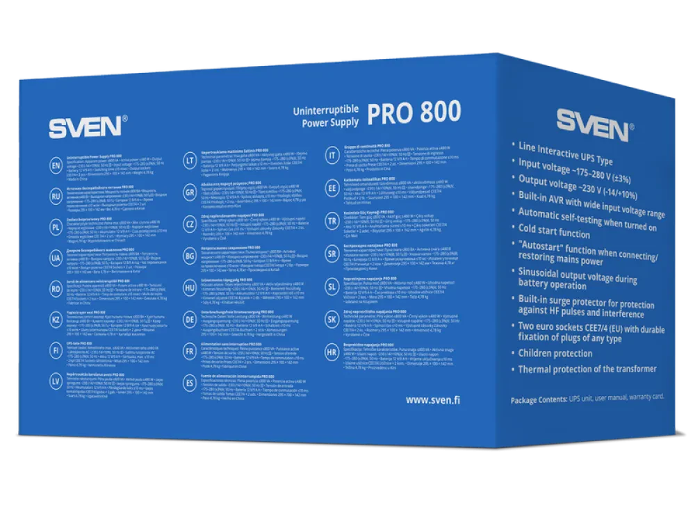 Источник бесперебойного питания SVEN Pro  800, Линейно-интерактивный, 800VA