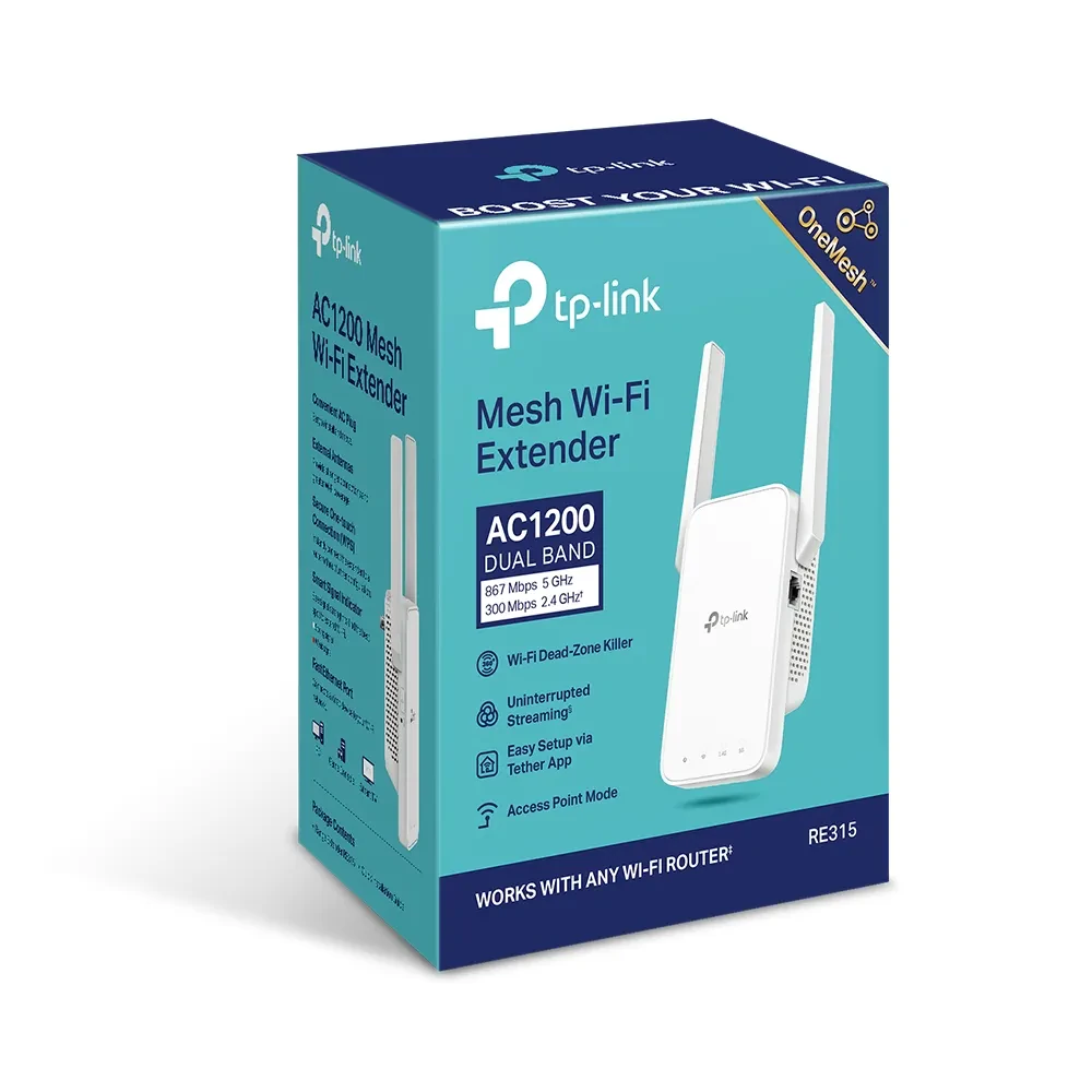 Усилитель Wi‑Fi сигнала TP-LINK RE315, 300 Мбит/с, 867 Мбит/с, Белый