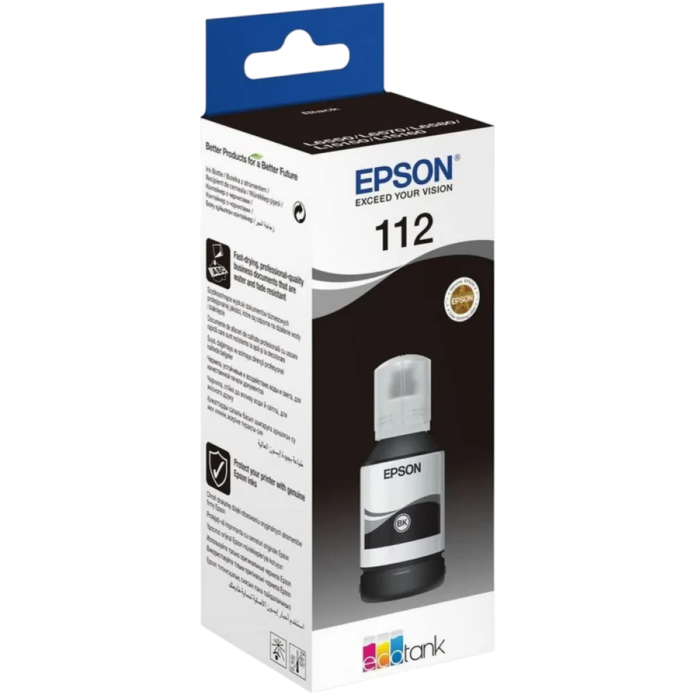 Контейнер с чернилами Epson 112 EcoTank, C13T06C14A, Черный