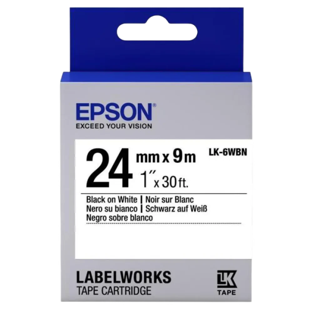 Cartuş de bandă Epson LK-6WBN, 24 mm x 9 m