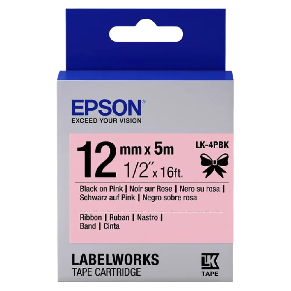 Cartuş de bandă Epson LK-4PBK, 12 mm x 5 m