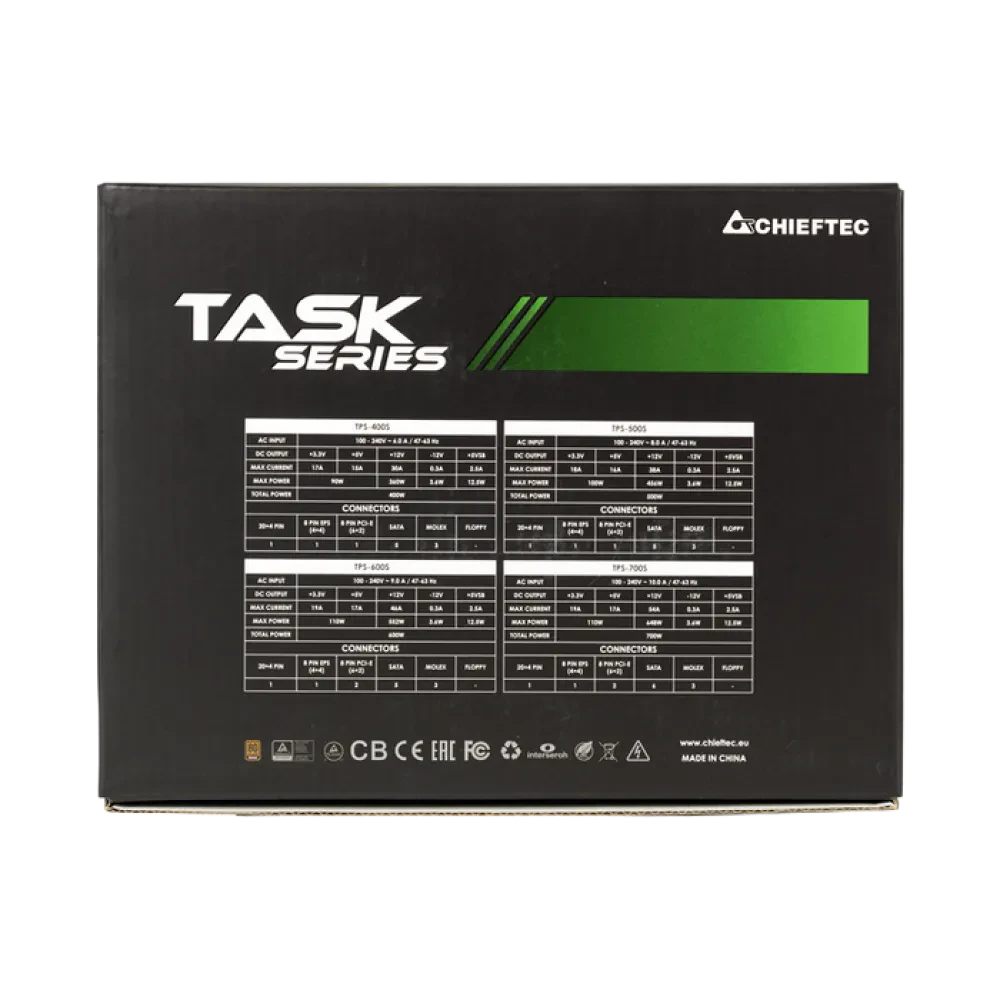 Блок питания для компьютеров Chieftec TPS-600S, 600Вт, ATX, Немодульный