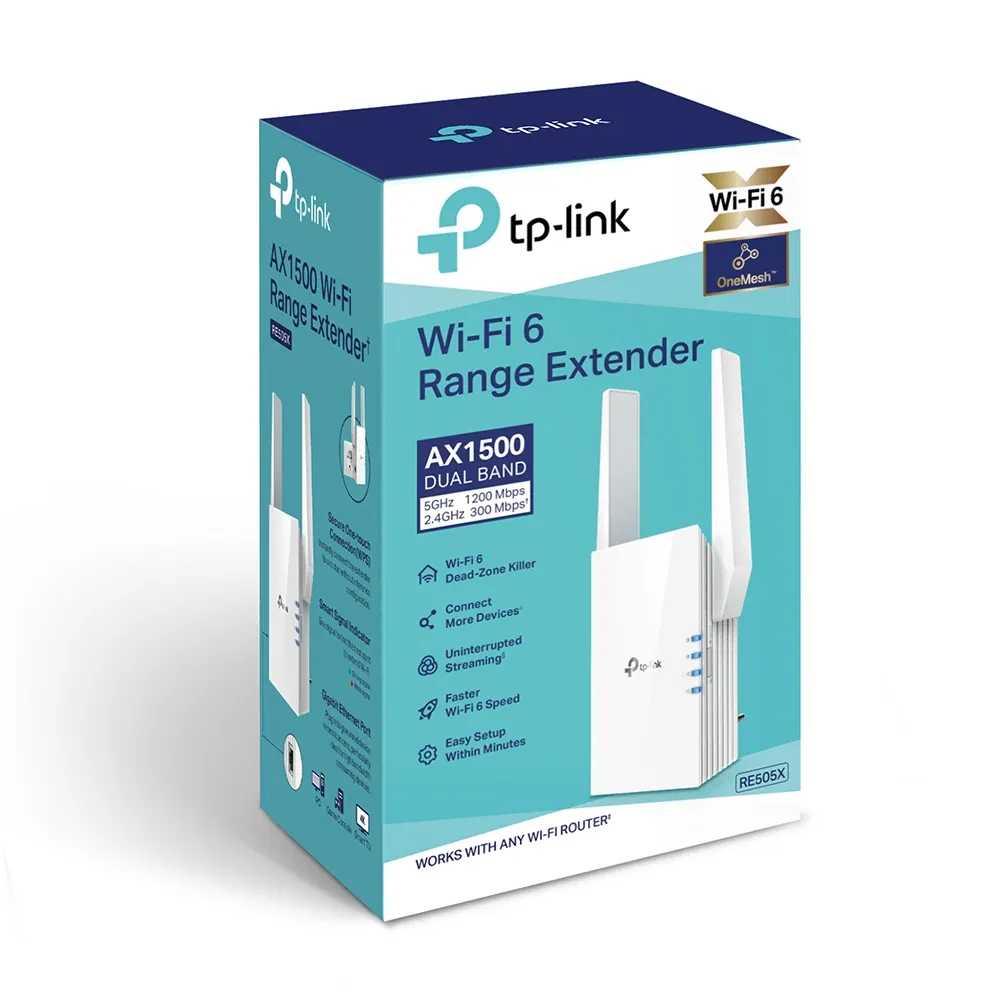 Беспроводная точка доступа TP-LINK RE505X, 300 Мбит/с, 1200 Мбит/с, Белый
