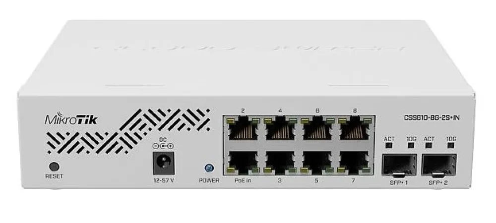 Comutator MikroTik CSS610-8G-2S+IN, Alb