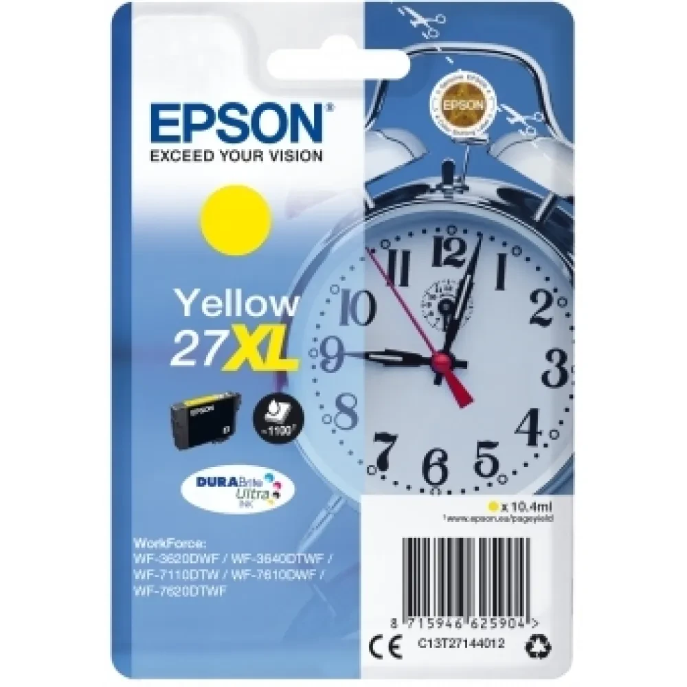 Картридж чернильный Epson 27XL DURABrite Ultra Ink, 10мл, Желтый
