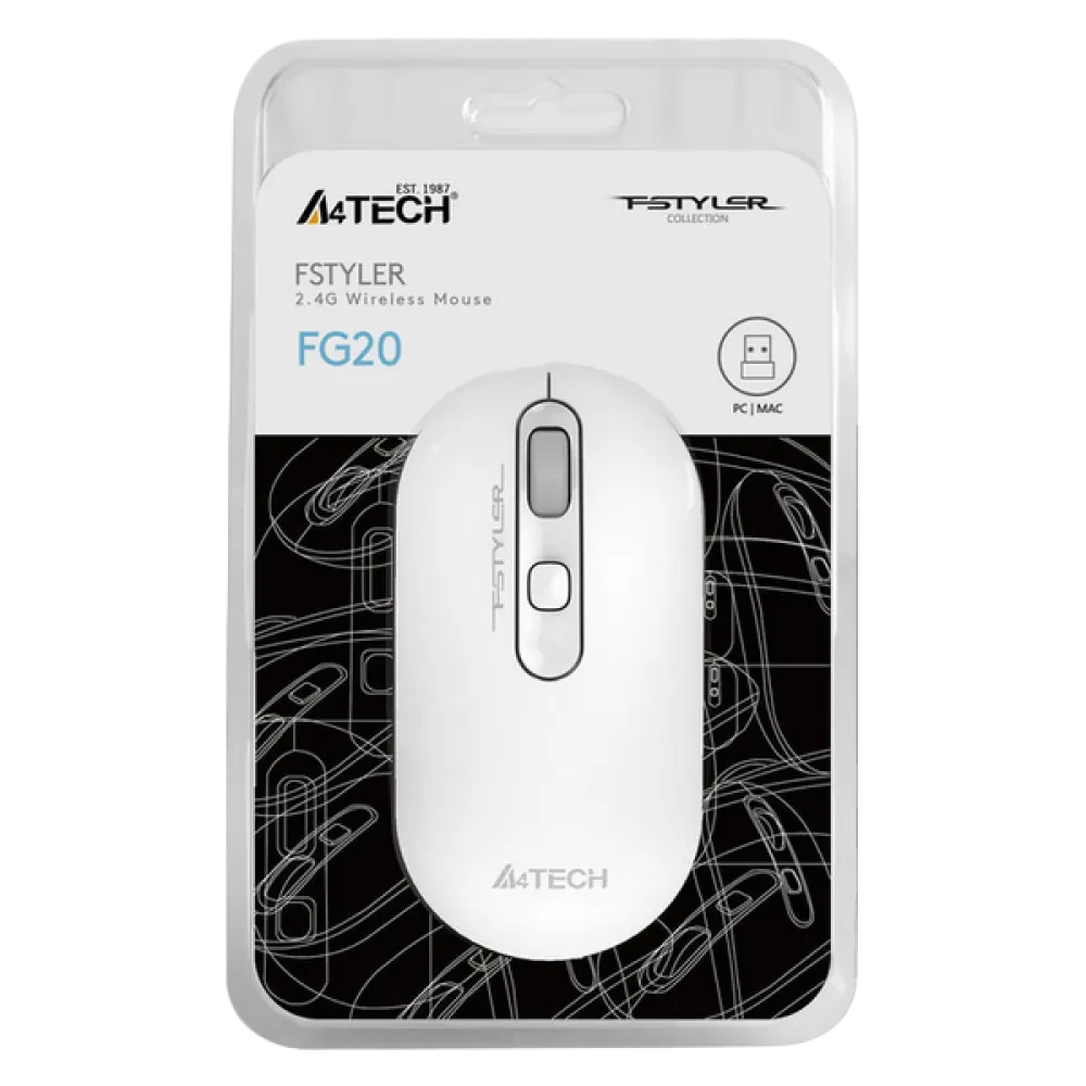 Mouse Wireless A4Tech FG20, Alb