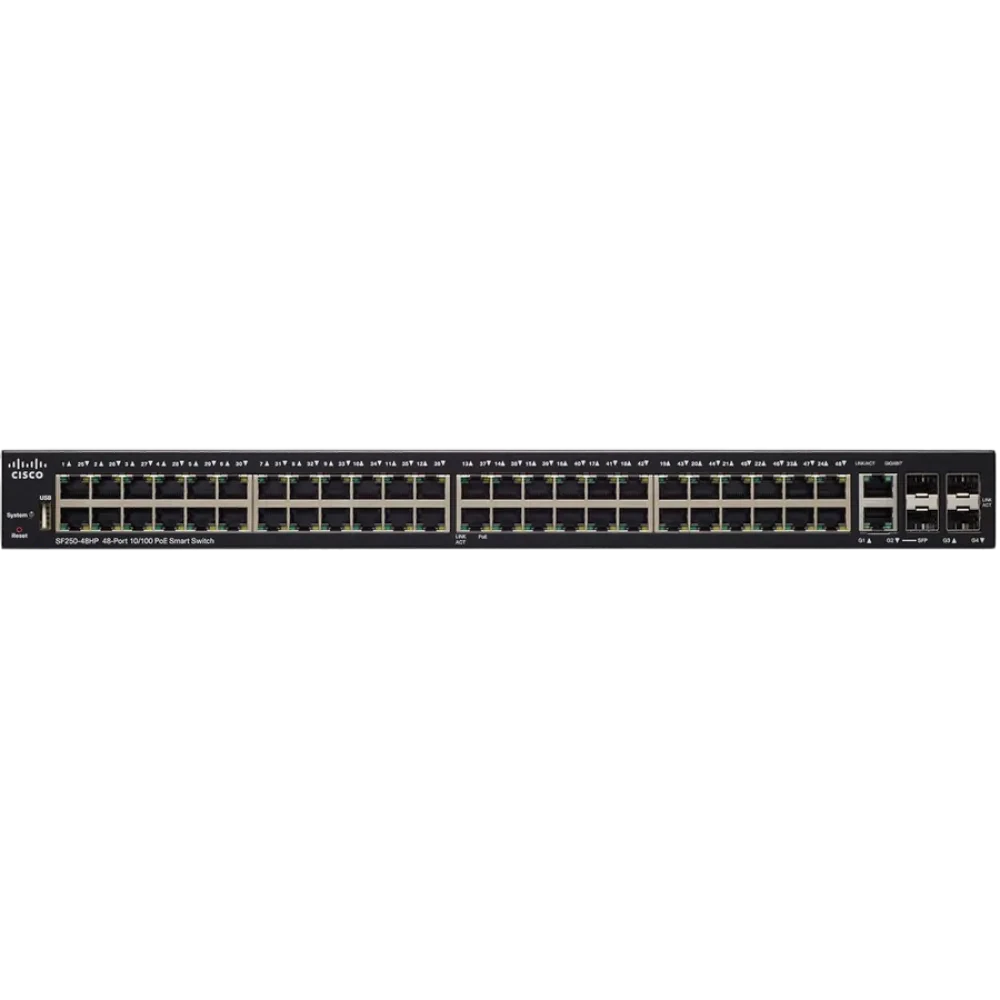 Сетевой коммутатор Cisco SF250-48, 4x 10/100 Мбит/с, 4x SFP