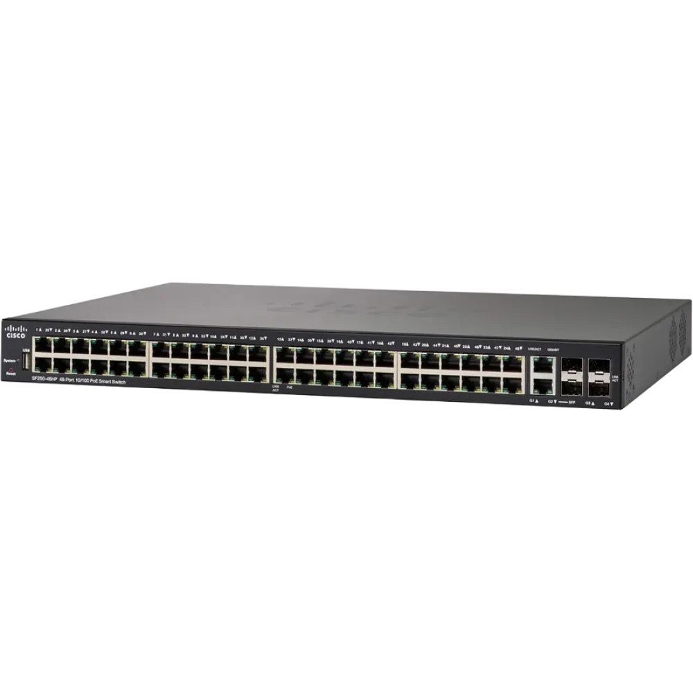 Сетевой коммутатор Cisco SF250-48, 4x 10/100 Мбит/с, 4x SFP