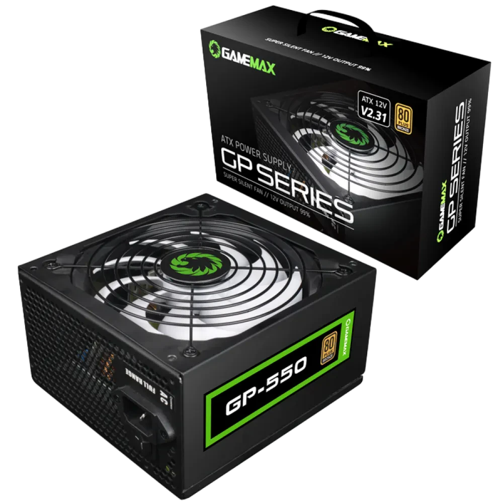 Блок питания для компьютеров Gamemax GP-550, 550Вт, ATX, Немодульный